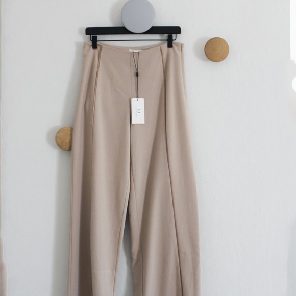 H by Halston Wide Leg Pants in Champagne with Eyelash Fringe Detail Size 6 NEW - Picture 8 of 9